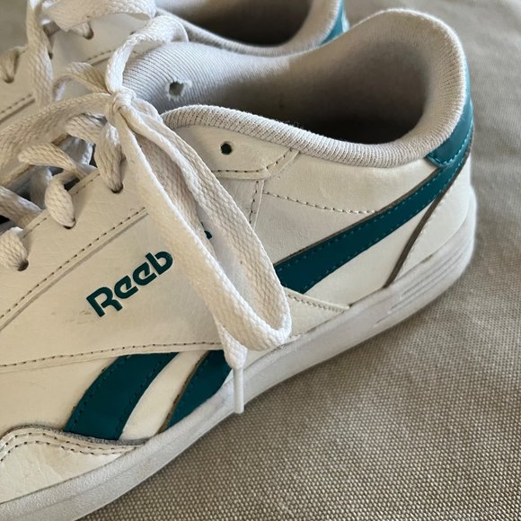 Reebok 9 Mens Royal Techque T Sneaker White Teal Green Leather Classic Shoes - Picture 6 of 10
